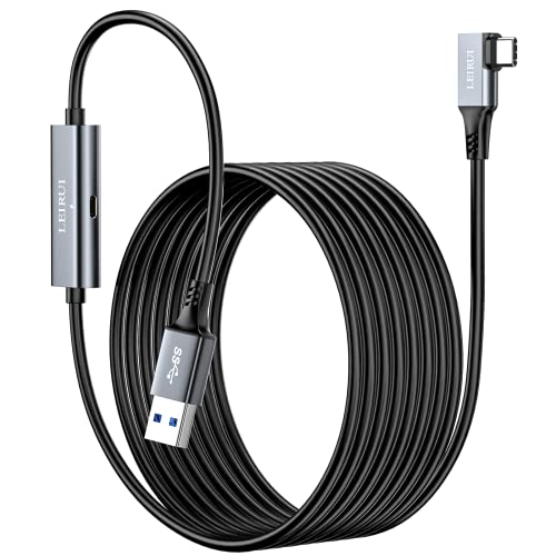 LEIRUI Link Cable 16 FT Compatible with Oculus Quest 2 Accessories with Separate Charging Port USB 3.0 Type A to C Cable High Speed Charge Cable Compatible with Quest 2 1 Pro Pico 4 VR Headset