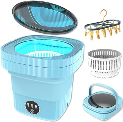 Portable Mini Washing Machine，Small Foldable Lavadora, Laundry Machine with Spin-Dry, Smart Washer with 3 Modes for Socks, Baby Clothes, Apartment, Travel, Camping