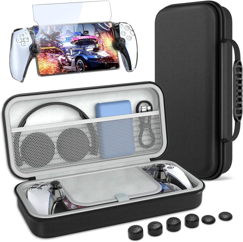 Carrying Case for PlayStation Portal Remote Player, Playstation Portal Accessories Bundle with PS Portal Travel Case, PS5 Portal Protective Case and HD PS Portal Screen Protector